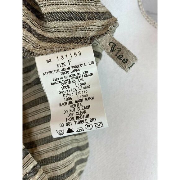 VLAS BLOMME linen striped kimono boho lagenlook tunic blouse size F Japan NWOT - Picture 9 of 10